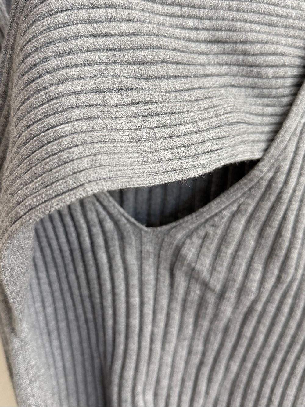 Commense Gray Ribbed Wrap-Front Sweater - Picture 2 of 7